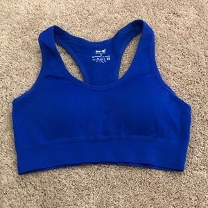 Blue padded racer back sports bra (S)